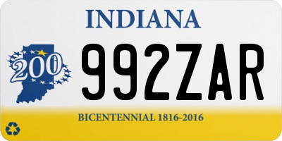 IN license plate 992ZAR