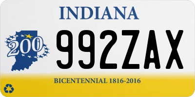 IN license plate 992ZAX