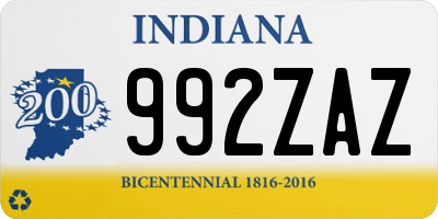 IN license plate 992ZAZ