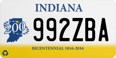 IN license plate 992ZBA