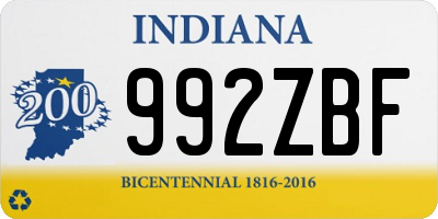 IN license plate 992ZBF