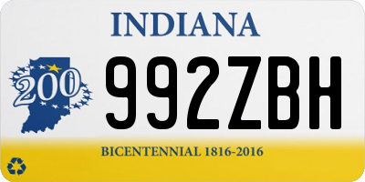 IN license plate 992ZBH
