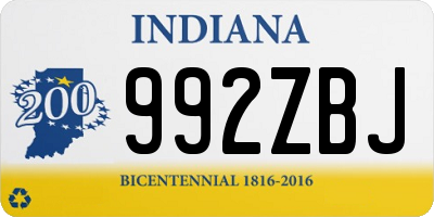 IN license plate 992ZBJ