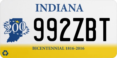 IN license plate 992ZBT