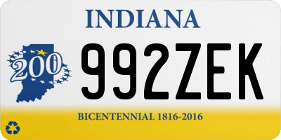 IN license plate 992ZEK