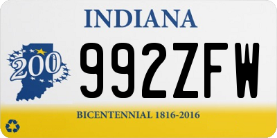 IN license plate 992ZFW