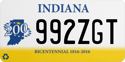 IN license plate 992ZGT