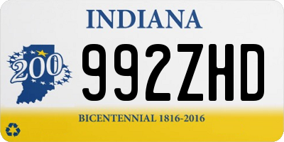 IN license plate 992ZHD