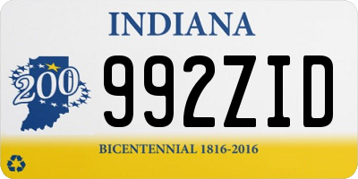 IN license plate 992ZID