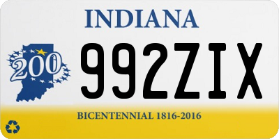 IN license plate 992ZIX