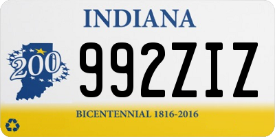 IN license plate 992ZIZ