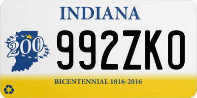 IN license plate 992ZKO