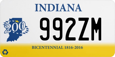IN license plate 992ZM