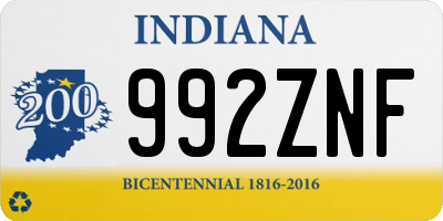 IN license plate 992ZNF