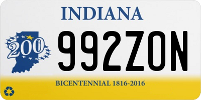 IN license plate 992ZON