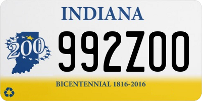 IN license plate 992ZOO