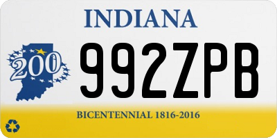 IN license plate 992ZPB