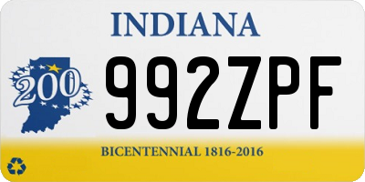 IN license plate 992ZPF