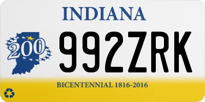 IN license plate 992ZRK