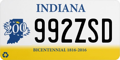 IN license plate 992ZSD