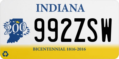 IN license plate 992ZSW