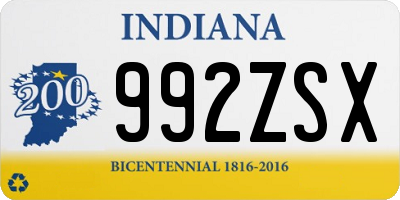 IN license plate 992ZSX