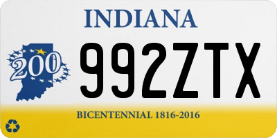 IN license plate 992ZTX