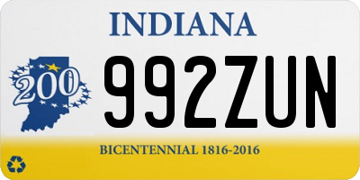 IN license plate 992ZUN