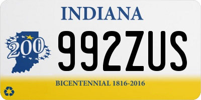 IN license plate 992ZUS