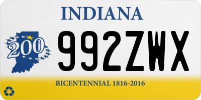 IN license plate 992ZWX