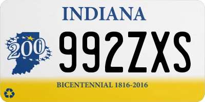 IN license plate 992ZXS
