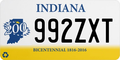 IN license plate 992ZXT