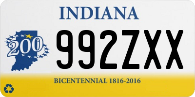 IN license plate 992ZXX