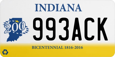 IN license plate 993ACK