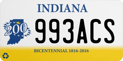 IN license plate 993ACS