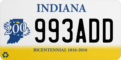 IN license plate 993ADD