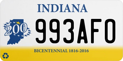 IN license plate 993AFO