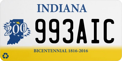 IN license plate 993AIC