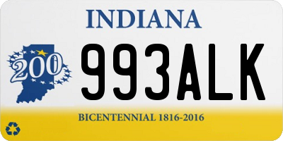 IN license plate 993ALK