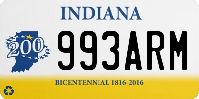 IN license plate 993ARM