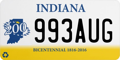 IN license plate 993AUG