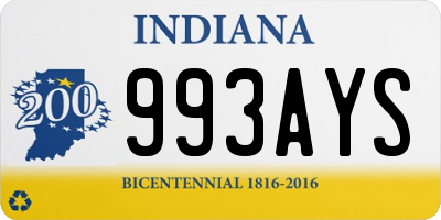 IN license plate 993AYS