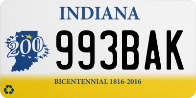 IN license plate 993BAK