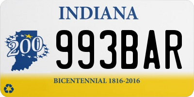 IN license plate 993BAR