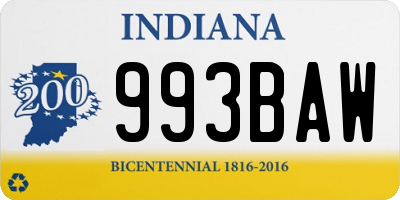 IN license plate 993BAW