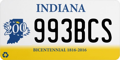 IN license plate 993BCS