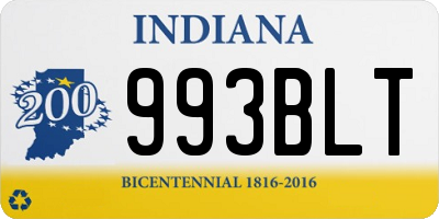 IN license plate 993BLT