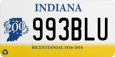 IN license plate 993BLU