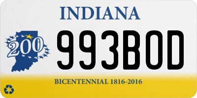 IN license plate 993BOD