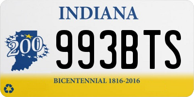 IN license plate 993BTS